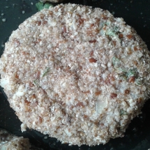 Flattened ready to bake rice meatball
