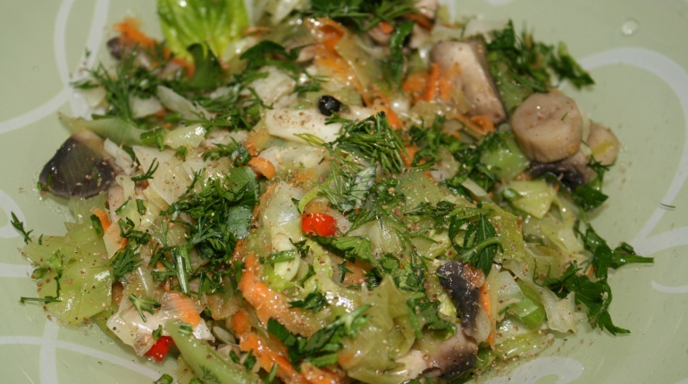 Stewed leeks and other vegetables