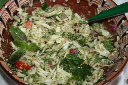 Garden herbs and fresh cabbage salad_2